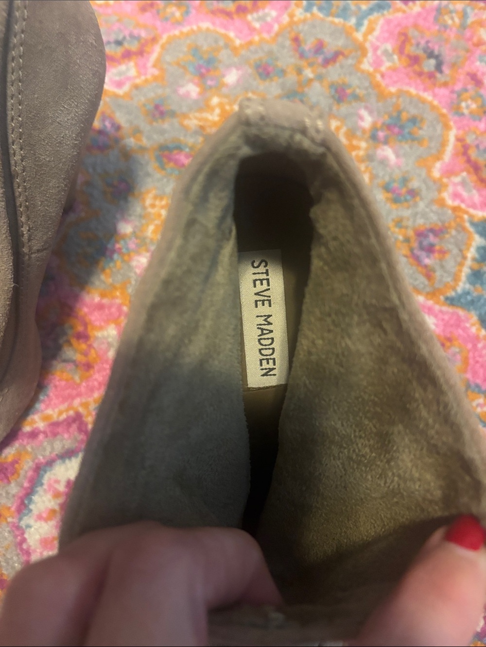 Steve Madden Taupe Suede Slouch Ankle Boots - Picture 2 of 6